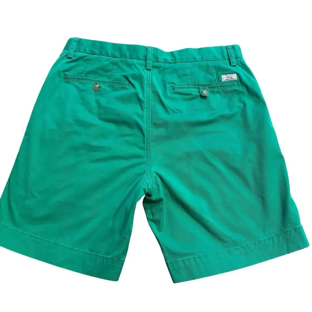 Polo Ralph Lauren Chino Stretch Classic Fit Shorts Size 31 Kelly Green 8" Inseam - Picture 4 of 6